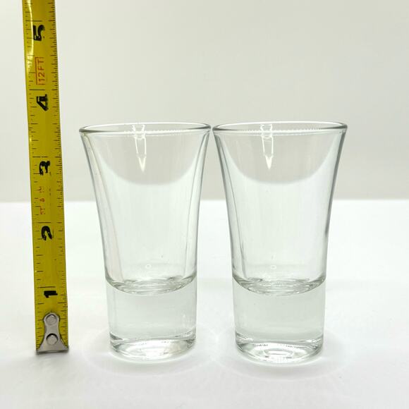 Set of 2 Italian Shot Glasses Liqueur Tumbler Clear Retro Bar Made in Italy 2 Oz - Picture 5 of 5
